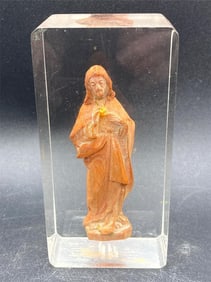 Vintage Carved Jesus In Lucite