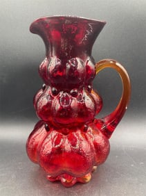Kanawha Amberina Bubbled Pitcher