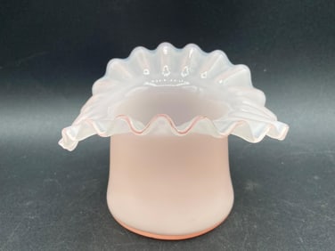 Fenton Opalescent Pink Top Hat Vase