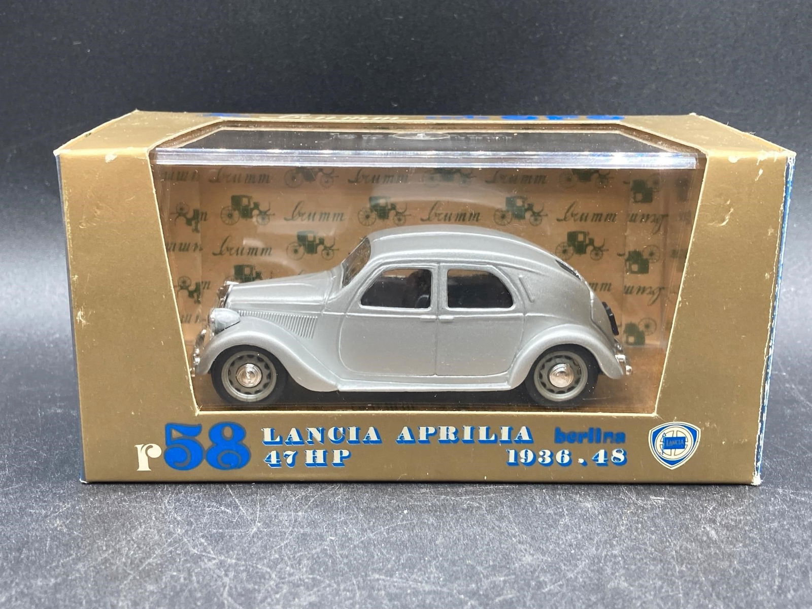 Brumm Serie oro 1/43 scale 1936 Lancia Aprilia die cast with original box and display case. Model (1 of 7)