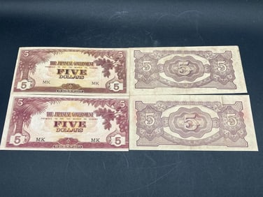 Malaya Japanese Occupation 1940s Five Dollar Notes