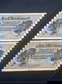 1940 Germany 5 Reichsmark Notes