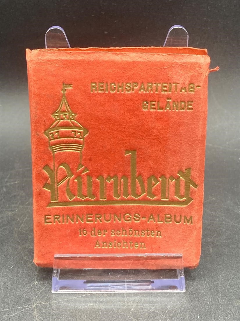 Antique German Berlin Olympics Photo Booklet: Antique German Berlin Olympics photo book. Features 2 3/4" x 3 1/2" black & white photos of Olympic stadiums and venues before the start of the 1936 Berlin Olympic Games. Some wear to front and back c