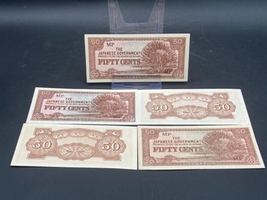 1940s Malaya Japanese Government 50 Cent Notes
