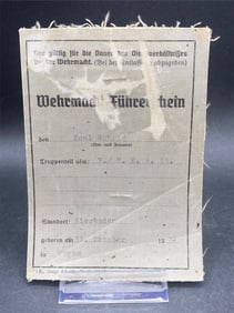 Original WWII German Armed Forces Driver License