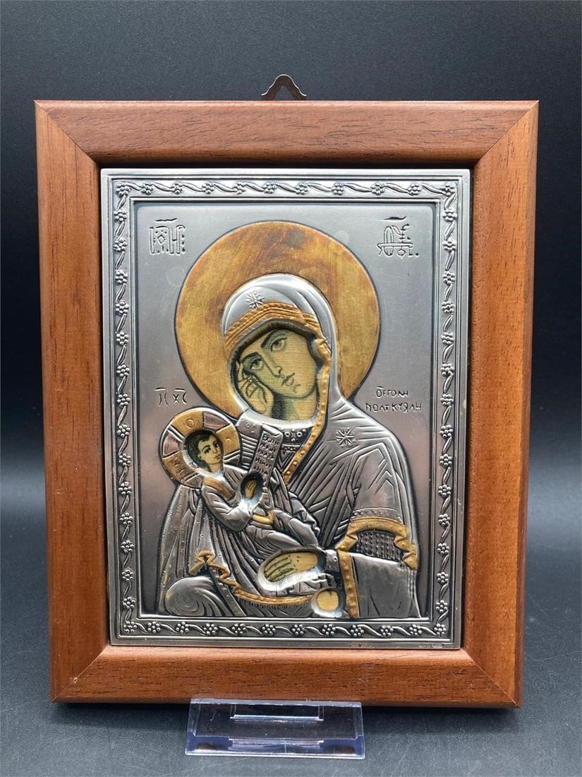 Byzantine Icon Virgin Mary Plaque Blessed By Pope (1 of 8)