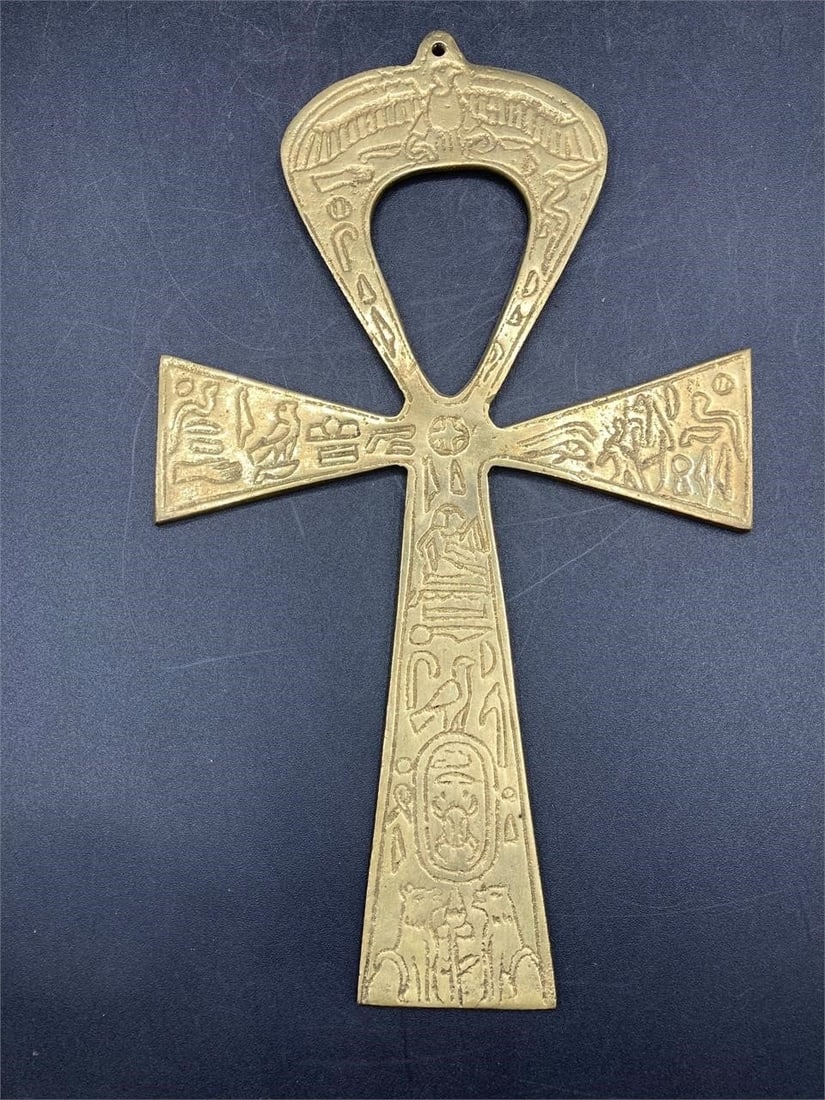 9" Hand Carved Brass Egyptian Ankh (1 of 9)