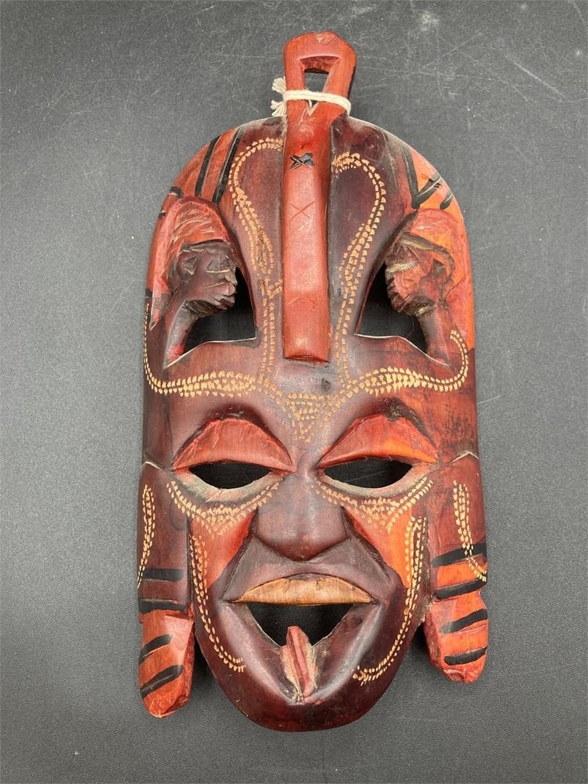 8" Hand Carved Kenyan Wood Mask (1 of 8)
