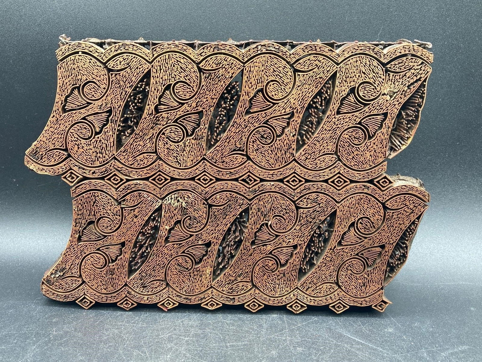 Large Japanese Batik Copper Textile Stamp (1 of 6)