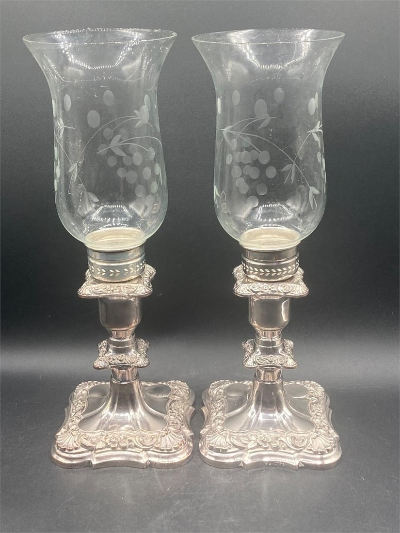 Poole Old English Silver Plates Hurricane Lamps (1 of 7)