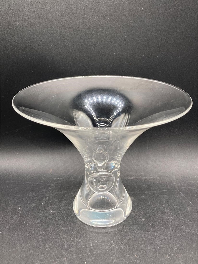 Steuben Art glass thumbprint vase. Genuine lead crystal glass features two dimpled thumbprint (1 of 6)