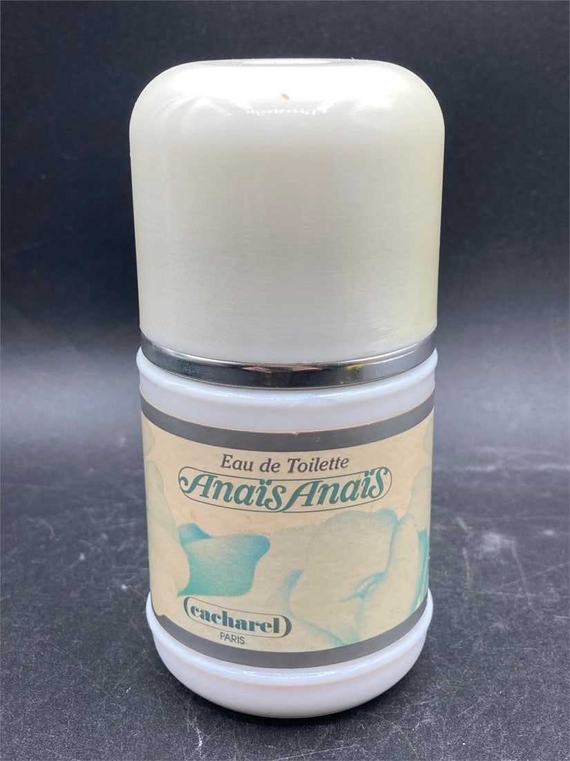 Vintage Anais Anais 100ml perfume by Parfums Cacharel. Full bottle. Label has some color fade, (1 of 4)