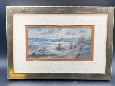 Original 3x6" Joan Rivers Florida Beach Painting