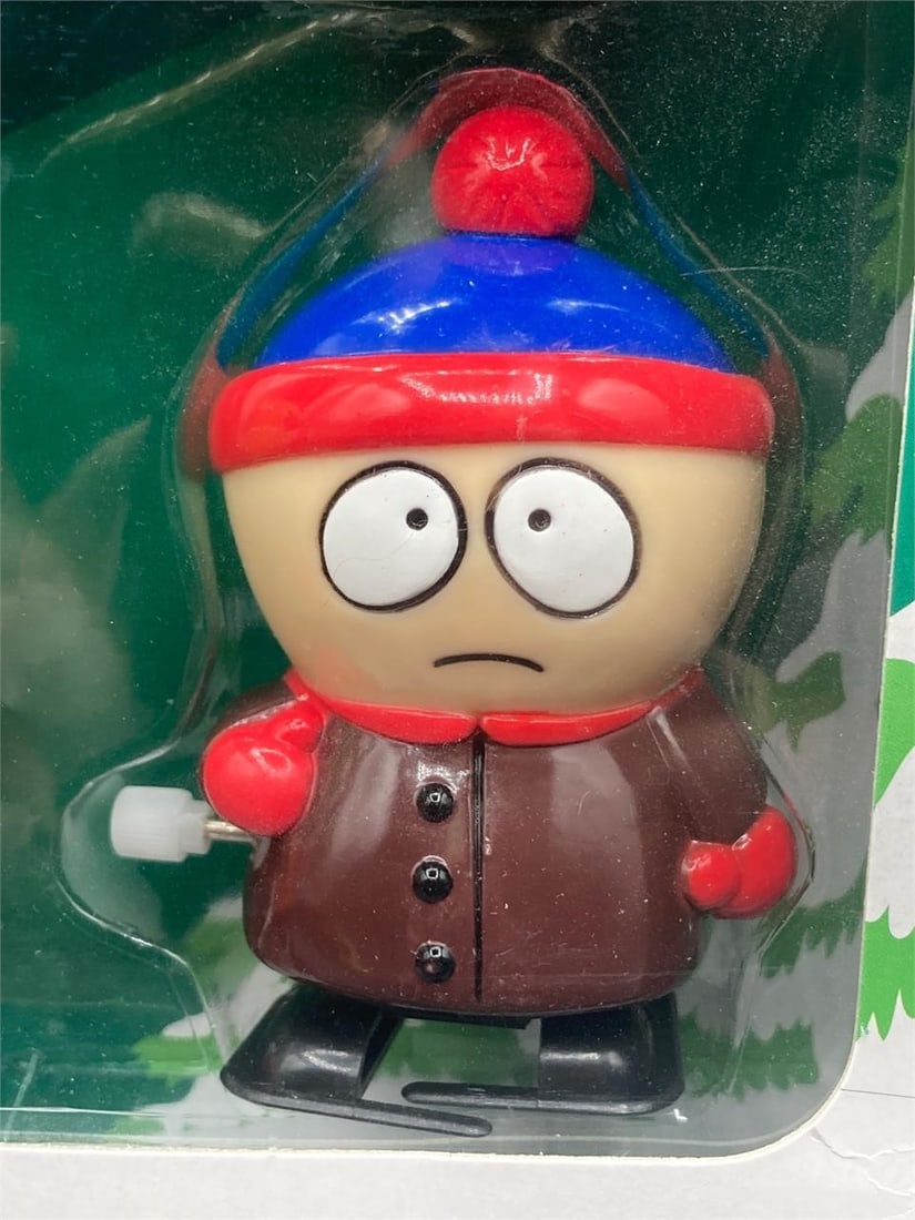 1998 South Park Collector's Pack Wind Ups: Vintage 1998 South Park collector's pack wind up toys with original box. Complete set with Cartman, Kenny, Kyle, Stan and Chef figures based on designs from the first season of the show. Item is in ex