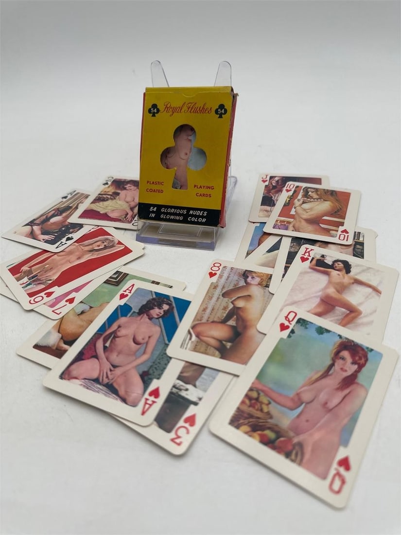 Vintage Nude Playing Cards - Royal Flushes 54: Here is a set of opened vintage...Nude Playing Cards from the 70's/80's.... They are in good condition.... Plastic coated for protection.