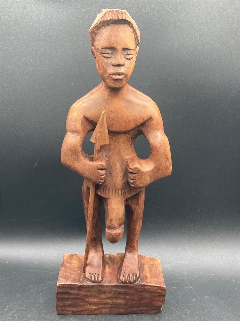 Vintage Hand Carved Tribal Warrior Figure (1 of 7)