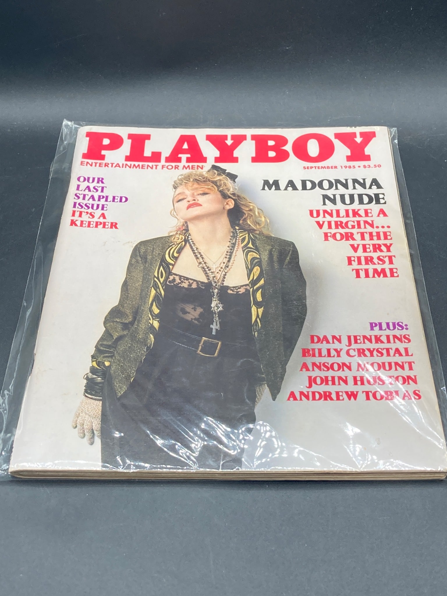 September 1985 Playboy Magazine: This listing features the September 1985 Playboy magazine, which prominently displays singer Madonna on the cover. As the issue states, it is notable for being the last stapled format published by Pla