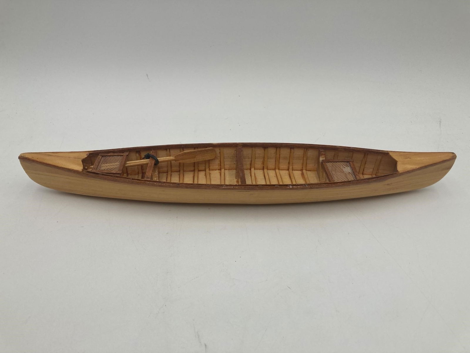 Hand Made 16" Wood Indian Canoe Model (1 of 7)