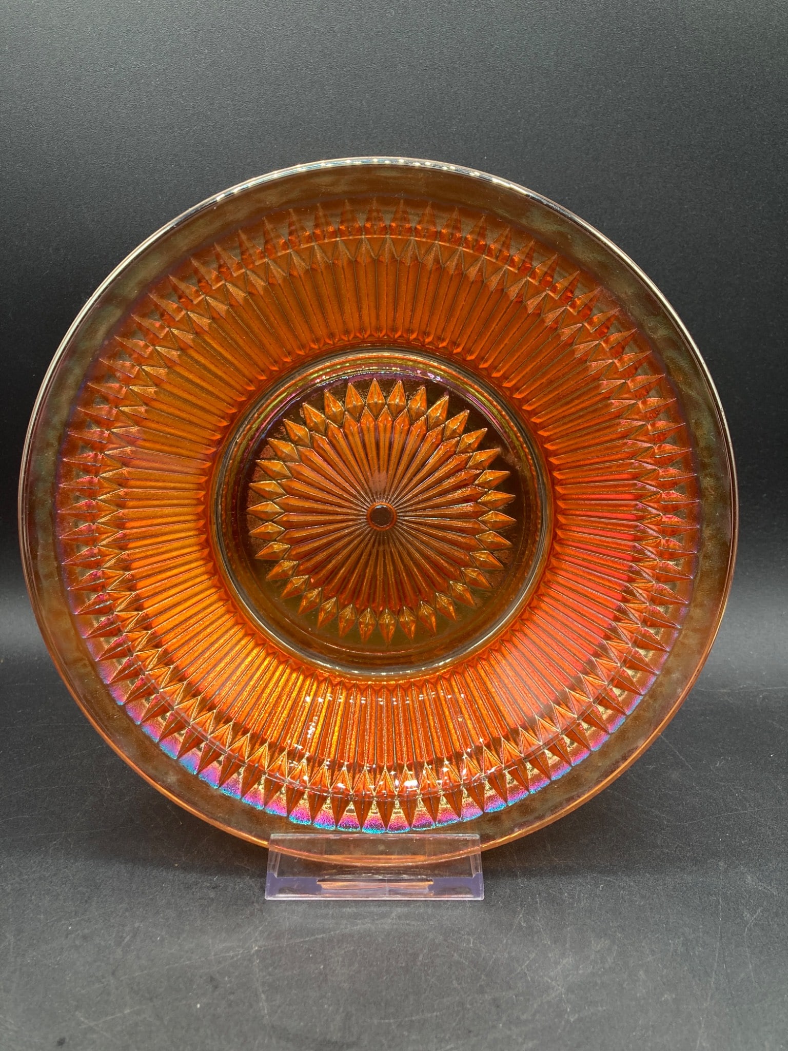 Vintage Marigold Carnival Glass Plate (1 of 5)