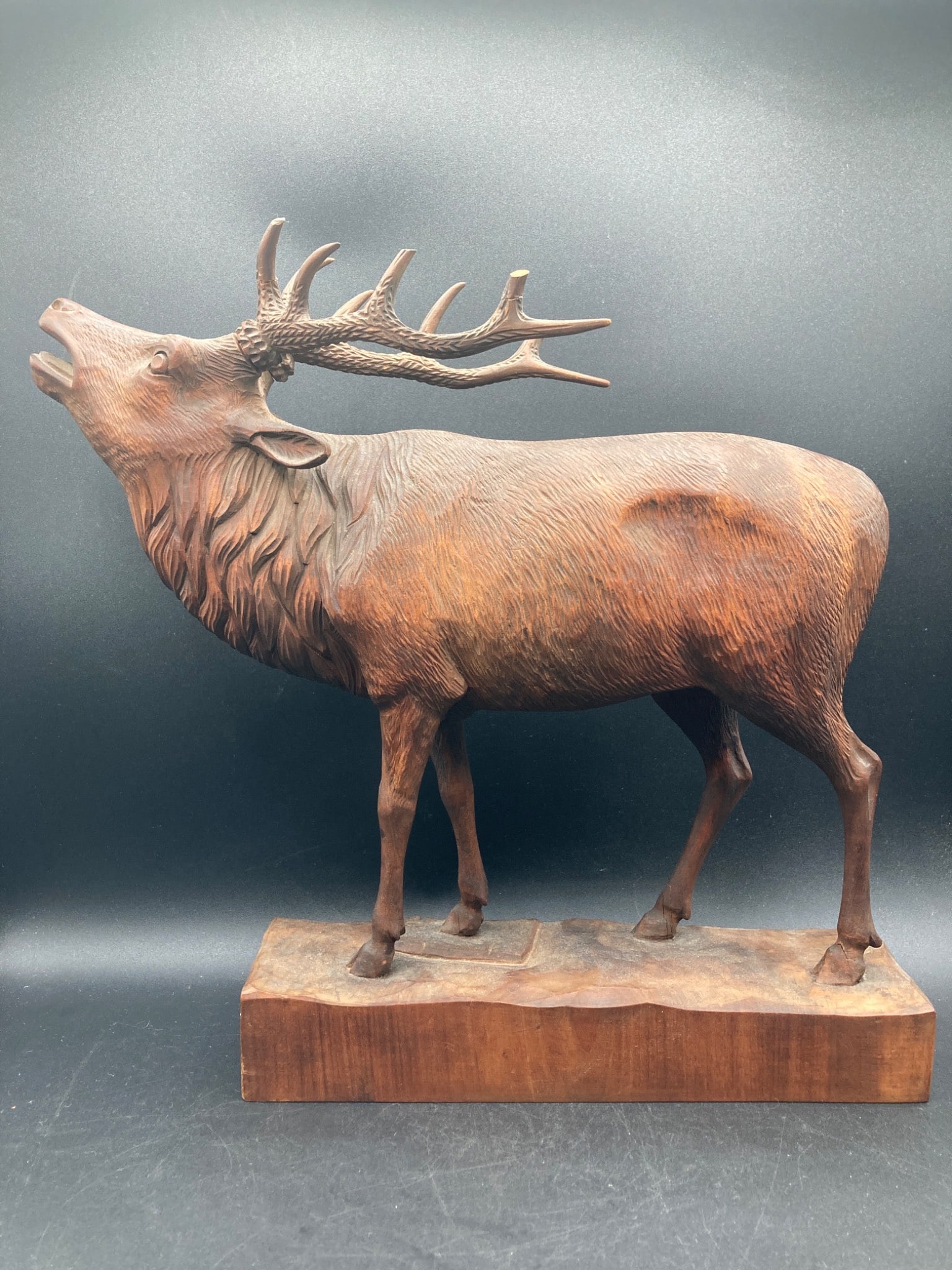 Hand-Carved Wooden Elk Statue (1 of 8)