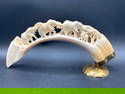 Carved Faux Animal Tusks With Elephant Motif