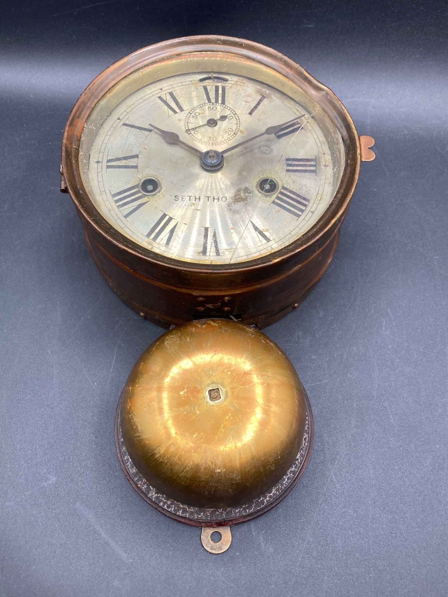 Antique Seth Thomas Brass Ship's Bell Clock (1 of 9)
