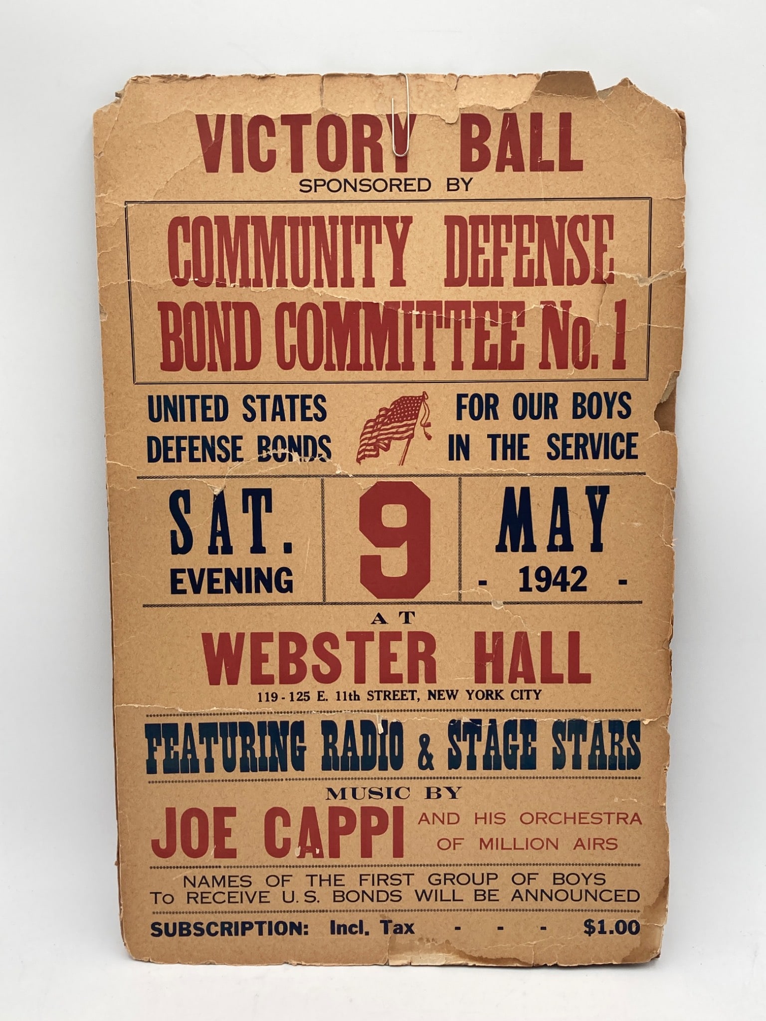 Vintage 14×21" WWII Victory Ball Poster (1 of 6)