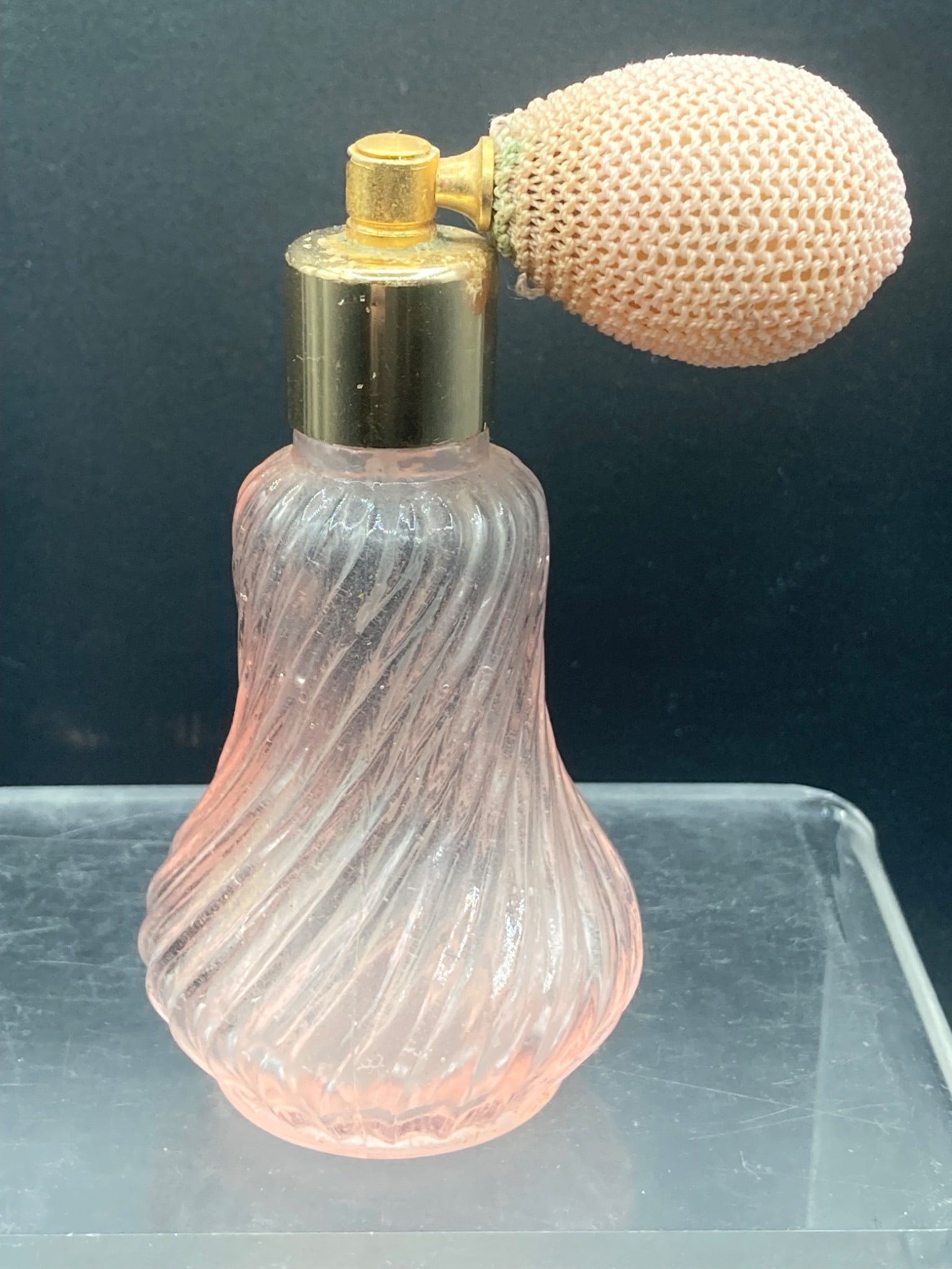 Vintage Pink Swirl Glass Atomizer Perfume Bottle (1 of 8)