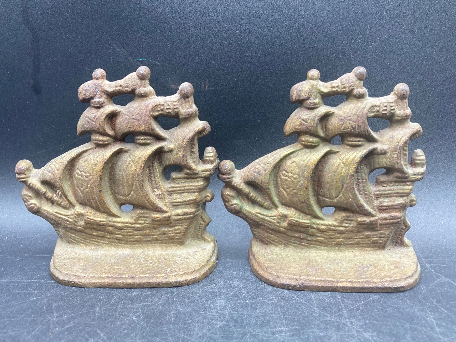 Vintage Brass Galleon Ship Bookends (1 of 6)