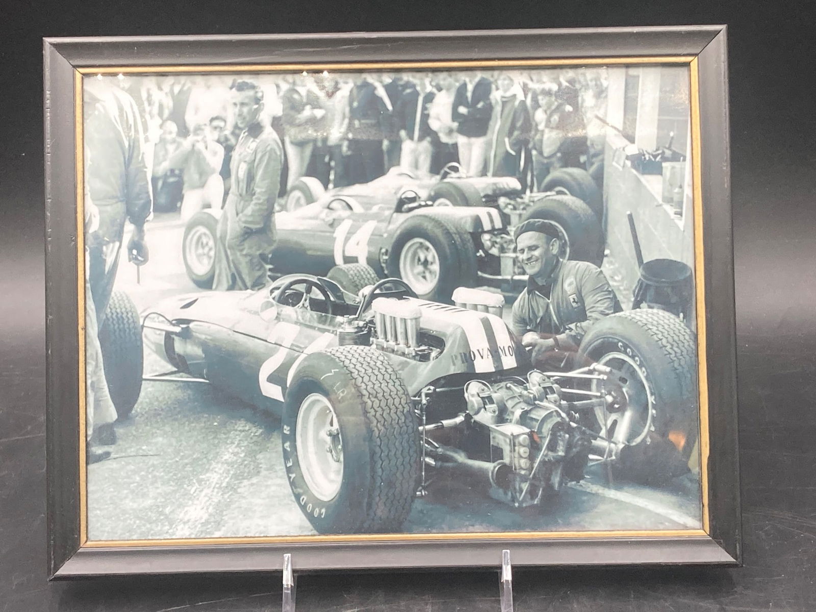 Vintage 9"x11 Framed Ferrari Racing Photograph (1 of 6)