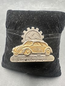 1938 WWII German Fallersleben Volkswagen Factory Cornerstone Laying Ceremony Badge