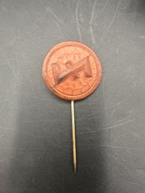 WWII German WHW Wolfsangel Rune Leather Stick Pin
