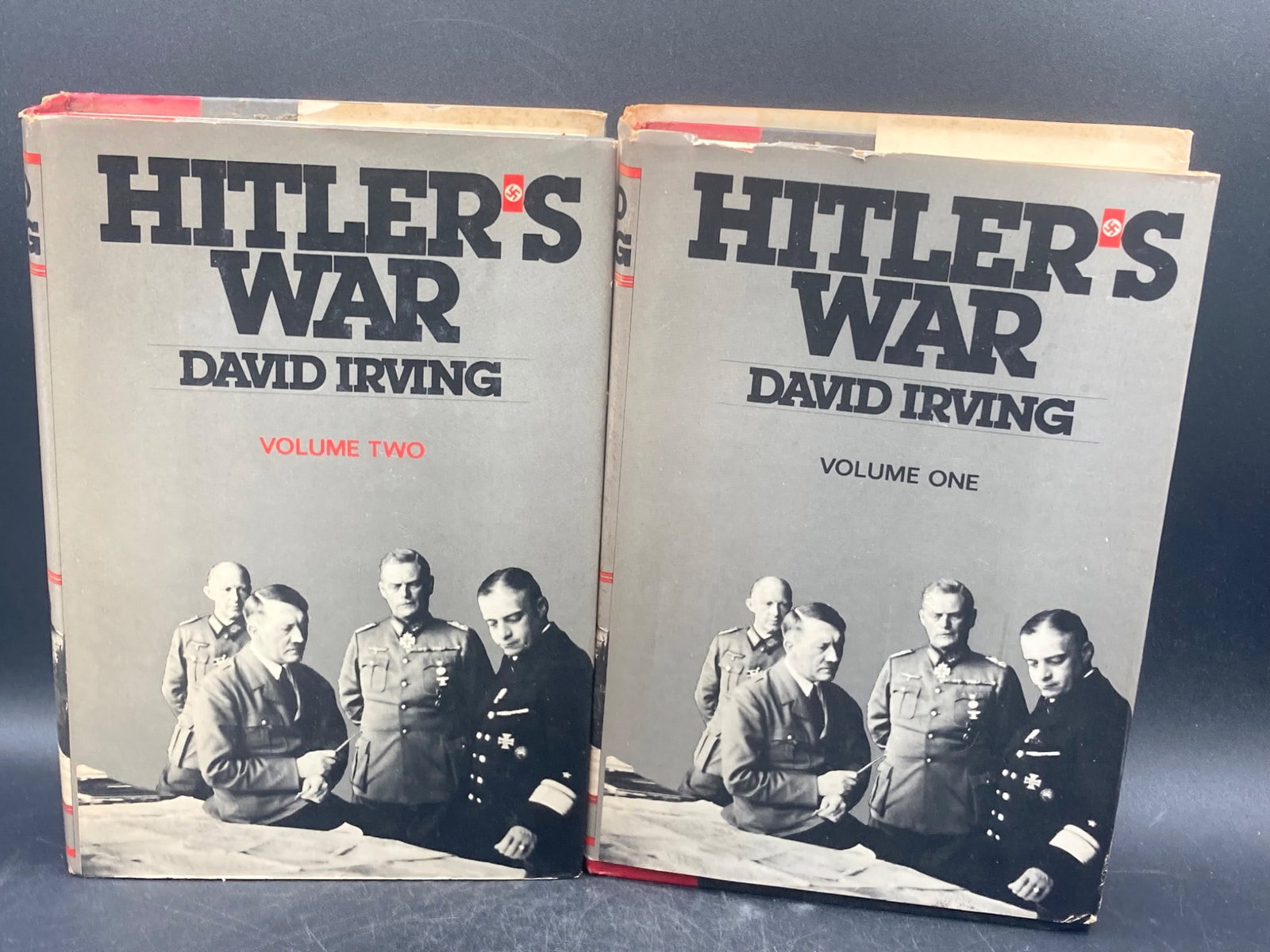 Hitlers War Volumes 1 & 2 By David Irving, 1977 First Edition: Set of two volumes titled 'Hitlers War' by David Irving. First published in 1977 by The Viking Press, New York, and The Macmillan Company of Canada. Contains detailed maps, photographs, and historical