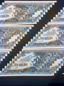 WWII Era Japanese Occupation Malaysia 10 Dollar Notes