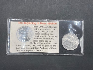 Uncirculated 1923 German 200 Mark Coin In Protective Packaging