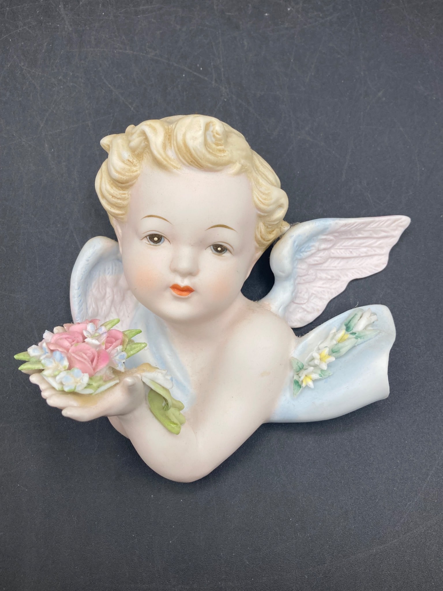Lefton China Hand-Painted Ceramic Wall Plaque KW6417 Angel Figurine (1 of 7)