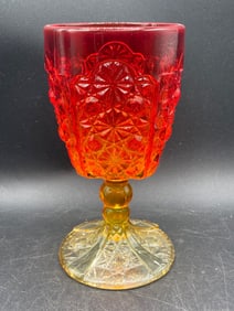 Pressed Glass Amberina Buttons Goblet