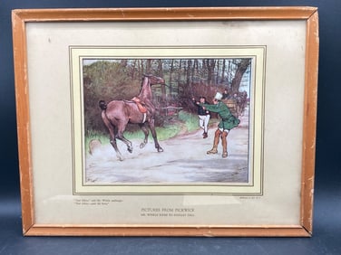 Framed Charles Dickens Pickwick Papers Print: Mr. Winkle Rides to Dingley Dell