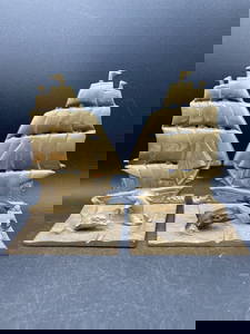 Brass Dolphin and Sailing Ship Bookends