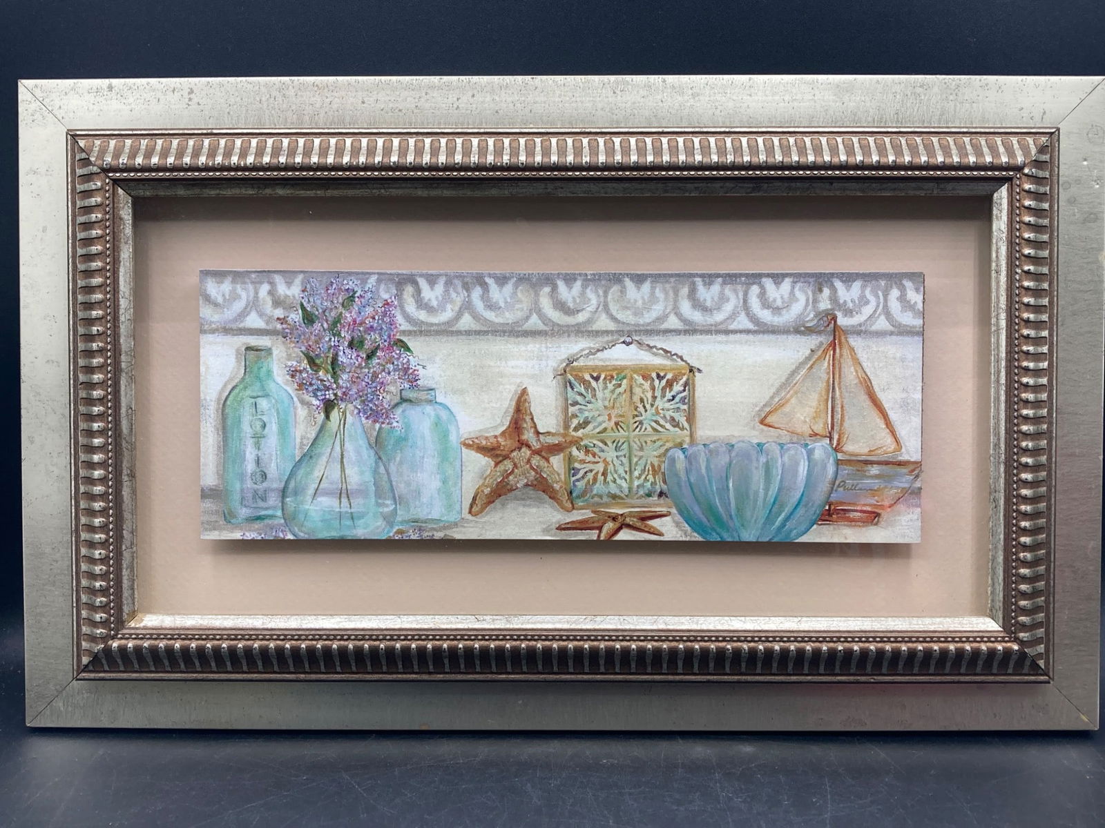 Coastal Themed Wall Art With Silver-Tone Frame (1 of 6)