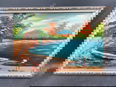 Haitian Tropical Landscape Oil Painting