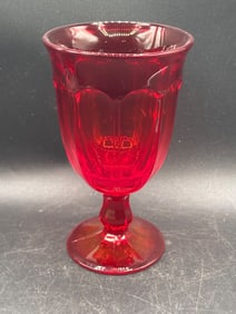 Amberina Glass Goblet with Paneled Design