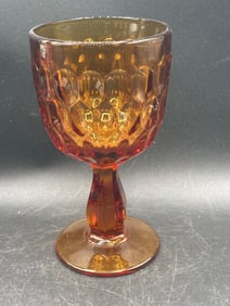 Amber Glass Goblet With Faceted Design
