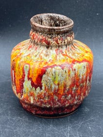 Hand Made Miniature Drip Glaze Vase With Multi-Color Glaze Finish