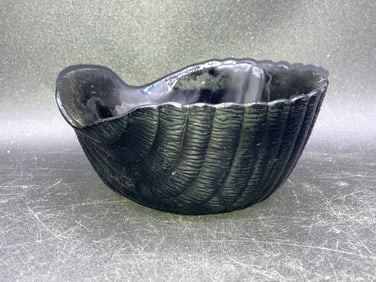 Four Black Glass Seashell Bowls