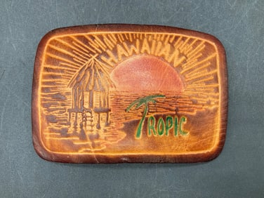 Leather Hawaiian Tropic Belt Buckle