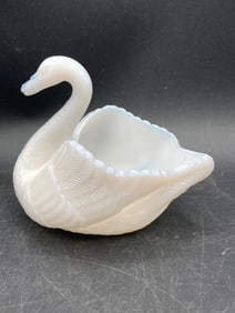 Milk Glass Swan Trinket Bowl