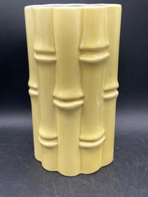Red Wing Pottery Yellow Bamboo Vase with Cylindrical Design