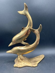Brass Dolphins Statue Decor