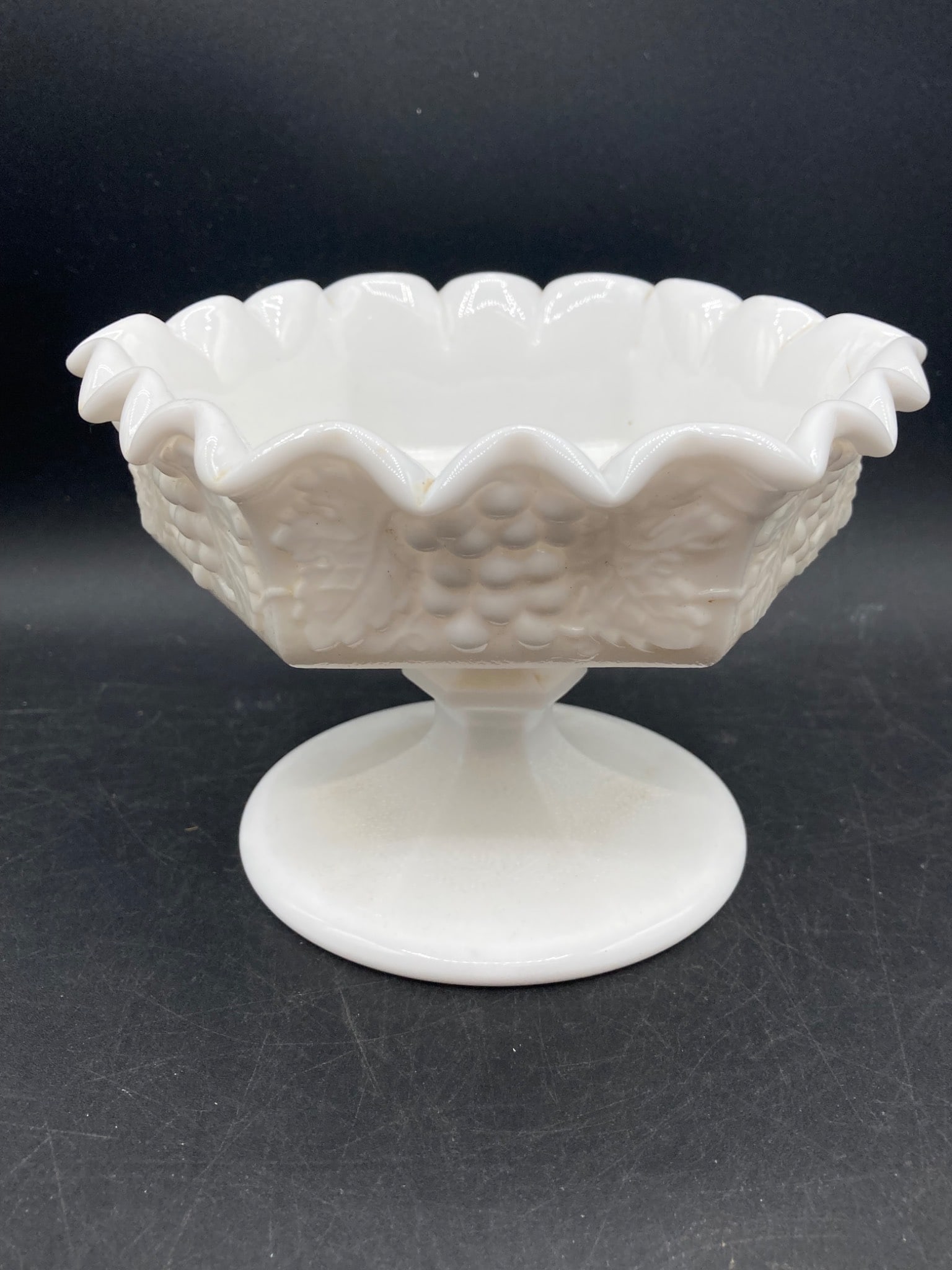 Imperial Glass Milk Glass Grapes & Leaves Compote (1 of 6)